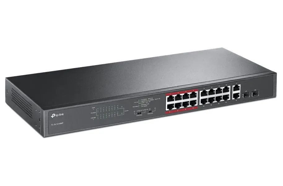 TP-LINK TL-SL1218MP 16-portový 10/100Mb/s + 2-portový gigabitový Unmanaged PoE Switch