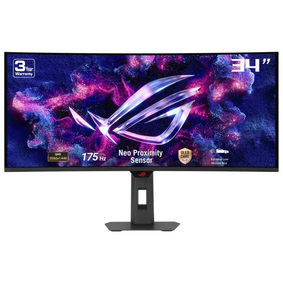 ASUS LCD ROG Strix OLED XG34WCDG, 34" 3440x1440, 250nits, 175Hz, 0,03ms, 178/178, USB, DP, HDMI, Audio, VESA, Black