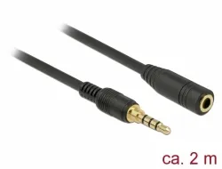 Delock Stereo Jack prodlužovací kabel 3,5 mm 4 pin samec na samici 2 m černý