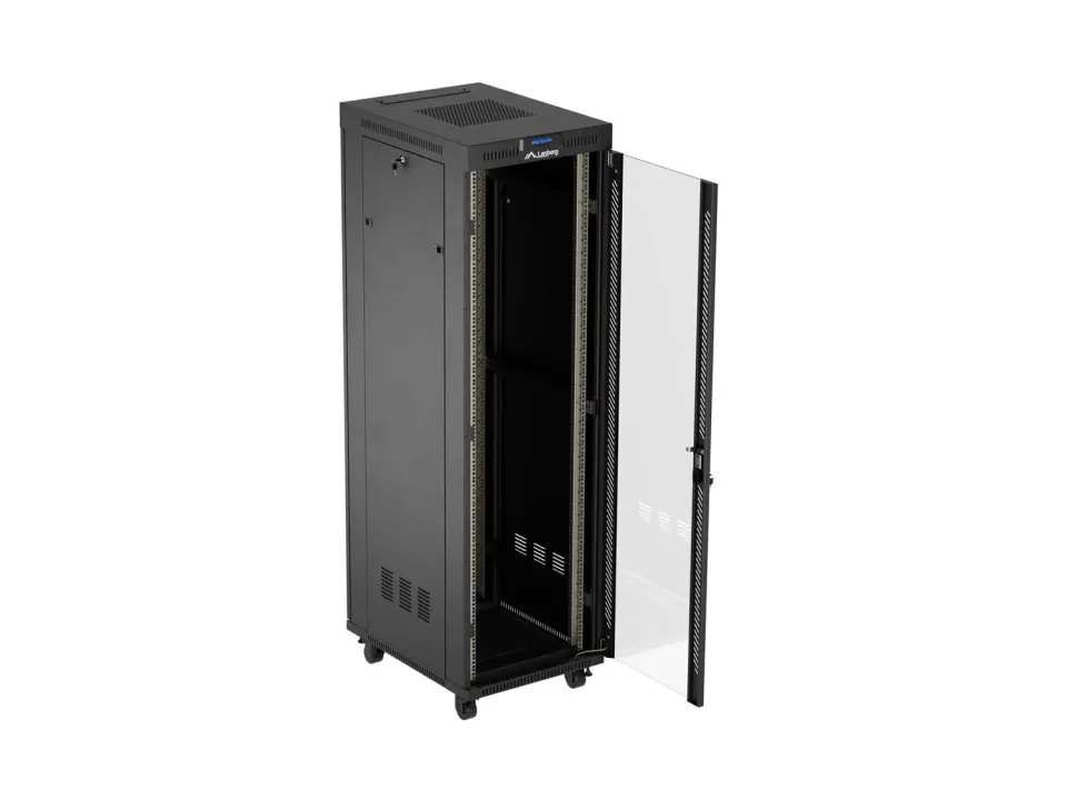 LANBERG Volně stojící skříň 19" 42U/600x800 (v rozloženém stavu) skleněné dveře