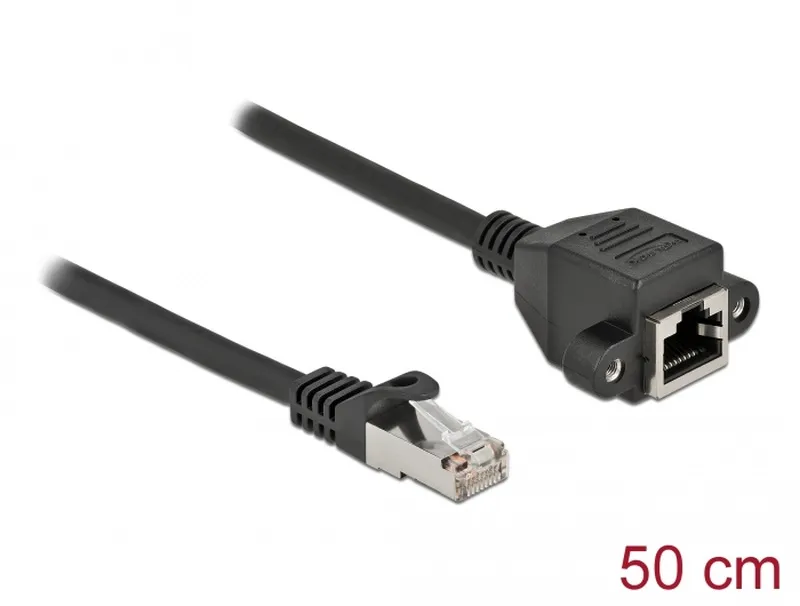 Delock Prodlužovací síťový kabel, ze zástrčky S/FTP RJ45 na zásuvku RJ45, Cat.6A