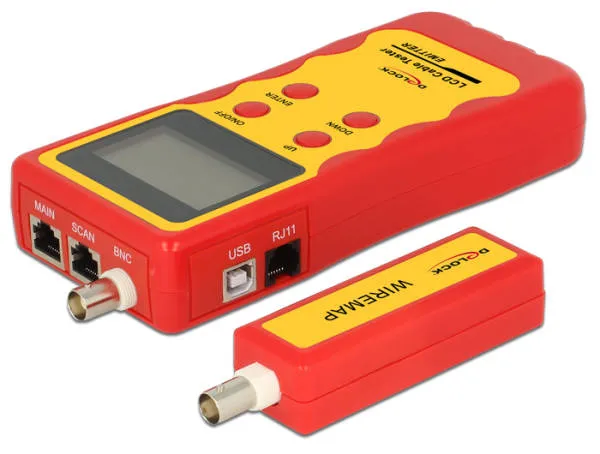 Delock LCD kabelový testr RJ45 / RJ12 / BNC / USB (86108)
