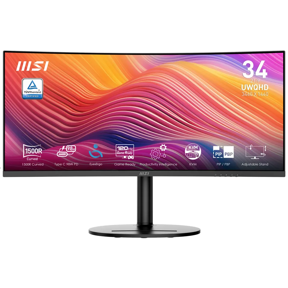 MSI monitor Modern MD342CQP, 34" VA zakřivený /3440x1440 (UWQHD)/120Hz/1ms/2 x