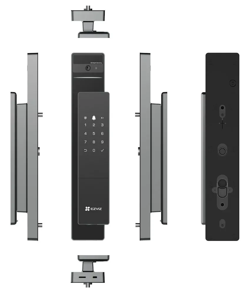 EZVIZ chytrý bezpečnostní systém 3v1 DL50FVS/ zámek/ videozvonek/ kukátko/ 4" IPS/ Wi-Fi/ Bluetooth/ otisk prstu/ černý