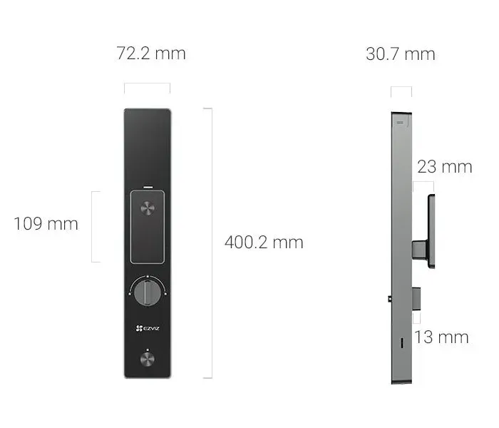 EZVIZ chytrý bezpečnostní systém 3v1 DL50FVS/ zámek/ videozvonek/ kukátko/ 4" IPS/ Wi-Fi/ Bluetooth/ otisk prstu/ černý