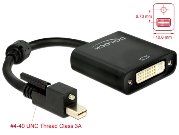 Delock Adaptér mini Displayport 1.2 samec se šroubky > DVI samice 4K aktivní čer