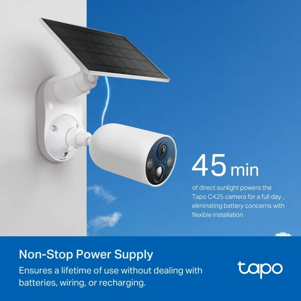 TP-Link Tapo C425 KIT kamera C425 + solární panel A201 (4MP, 2K QHD, 1440p, IR 15m, WiFi, micro SD card, IP66)