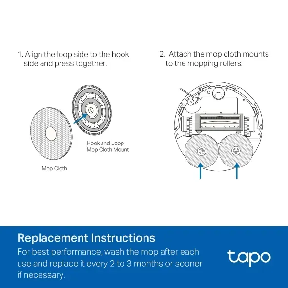 TP-Link Tapo RVA310 sada 6 omyvatelných hadříků pro Tapo RV50 Pro Omni, Tapo RV50 Omni
