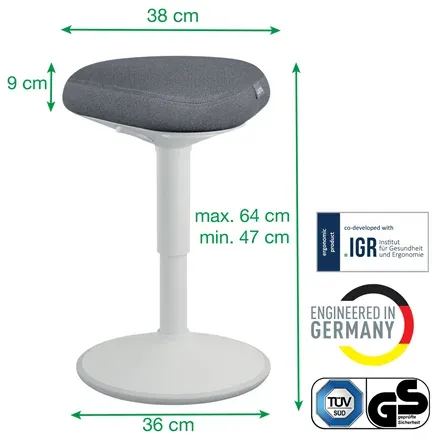 Leitz Ergo ergonomická balanční židle pro sezení, světle šedá