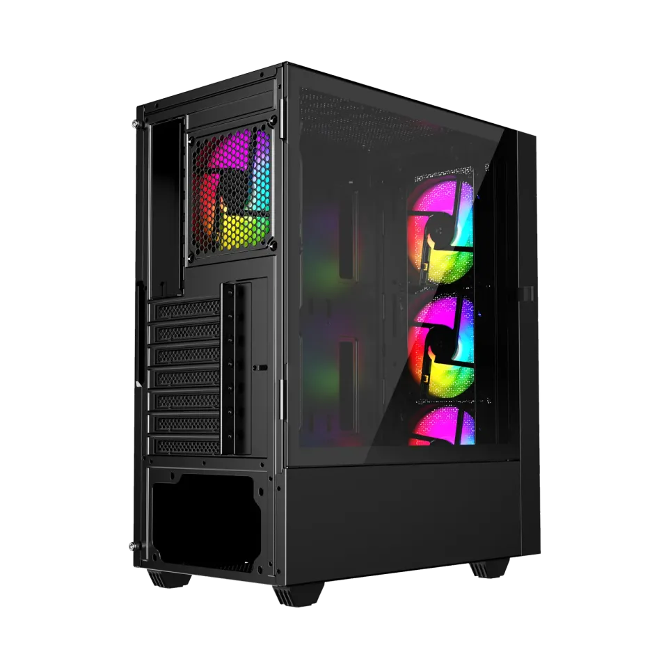 Gembird Fornax 4000 ARGB/Midi Tower/Transpar./Černá