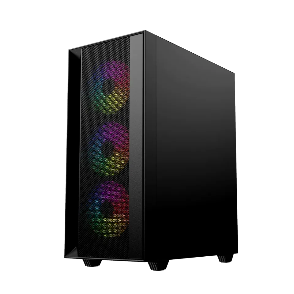 Gembird Fornax 4000 ARGB/Midi Tower/Transpar./Černá