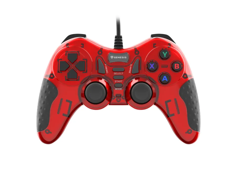 Drátový gamepad Genesis MANGAN 200, pro PC, vibrace, červený