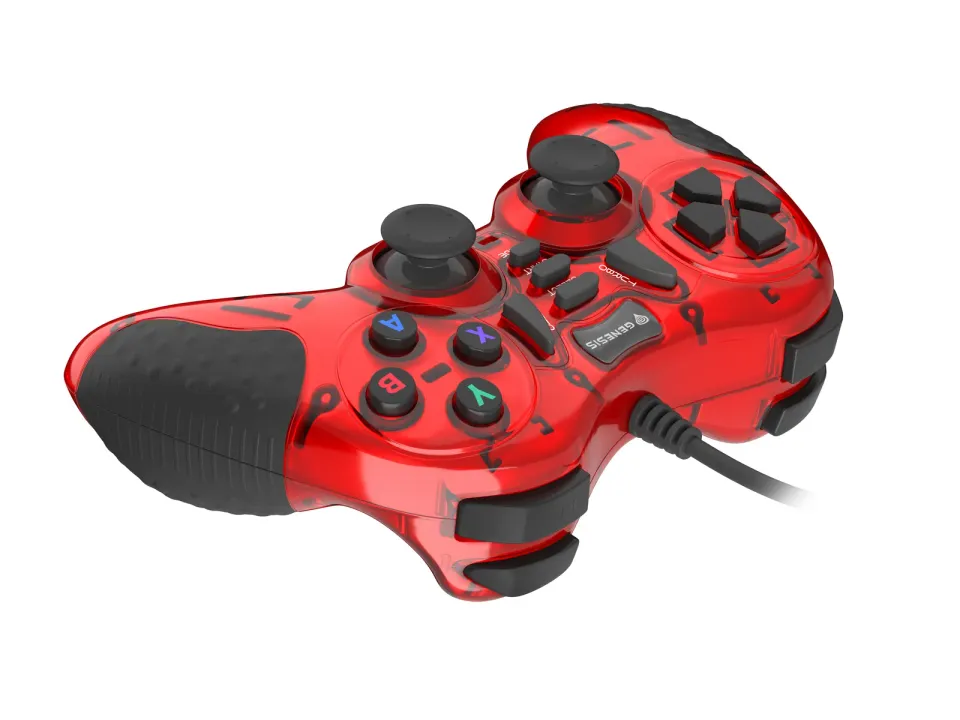 Drátový gamepad Genesis MANGAN 200, pro PC, vibrace, červený