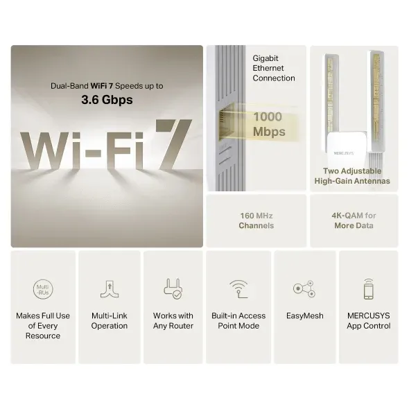 TP-Link Mercusys ME25BE Wi-Fi 7 extender be3600