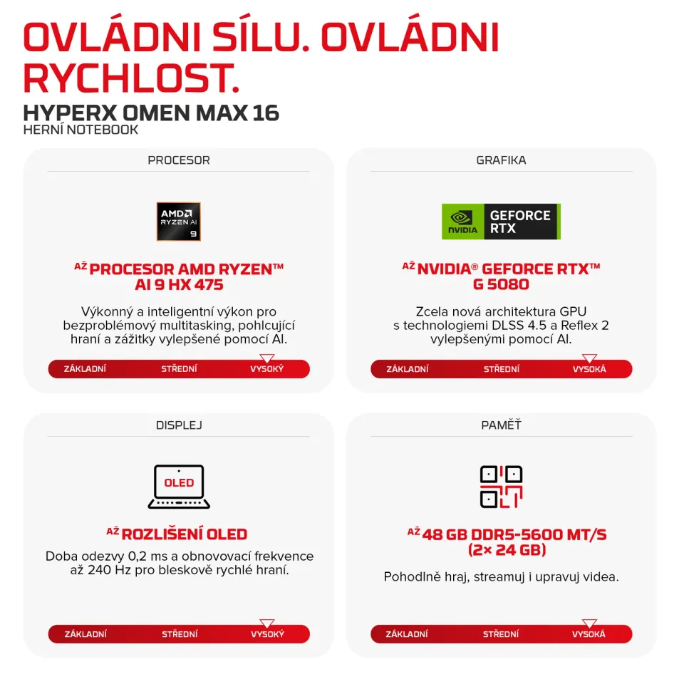 NTB HyperX OMEN MAX 16-ak1002nc, Ryzen AI 9-HX475, 16" 2560x1600 240Hz, 32GB DDR5, SSD 2TB, RTX 5080, Win 11, 2Y Onsite