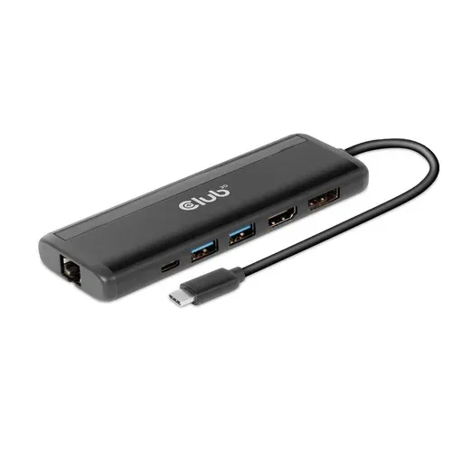 Club 3D Dokovací stanice USB-C 8v1, 1xDP, 1xHDMI, 1xUSB-C PD100W, 2xUSB, čtečka SD karet, šedá