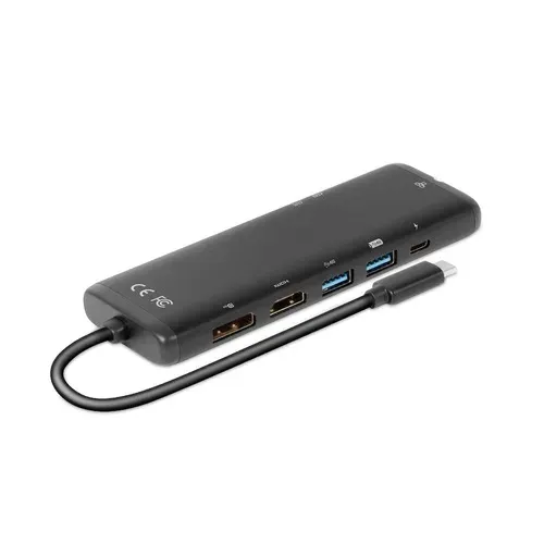 Club 3D Dokovací stanice USB-C 8v1, 1xDP, 1xHDMI, 1xUSB-C PD100W, 2xUSB, čtečka SD karet, šedá