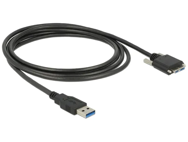 Delock kabel USB 3.0 typ A samec > USB 3.0 typ Micro-B samec se šroubky 2m