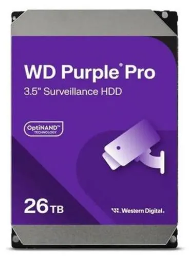WDC WD260PURP hdd 26TB SATA3-6Gbps třída 7200rpm PURPLE PRO 512MB (řada PURPLE PRO pro sledovací systémy a kamery, podpora 32 streamu) 287MB/s CMR