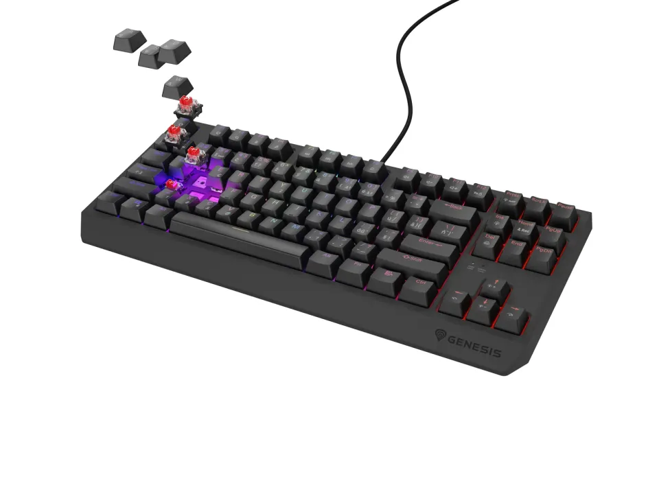Herní klávesnice Genesis THOR 230/TKL/RGB/Outemu Red/Drátové USB-A/CZ-SK layout/Černá