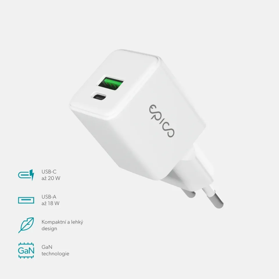 Epico UltraBoost GaN 20W síťový adaptér EA20 - bílá