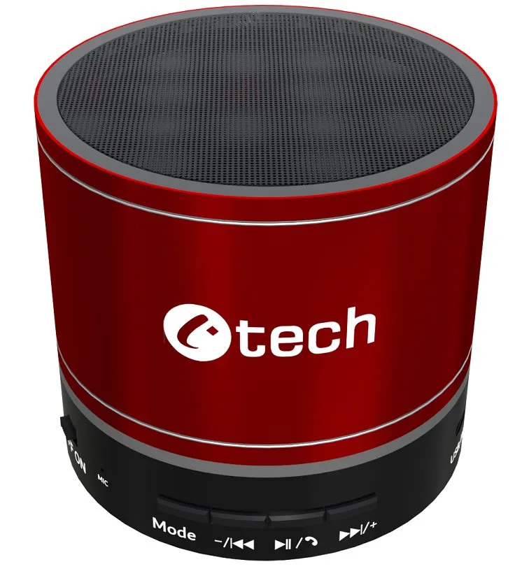 C-TECH reproduktor SPK-08R, bluetooth, baterie, USB-C, červená