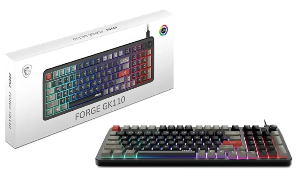 MSI herní klávesnice FORGE GK110/ drátová/ RGB podsvícení/ USB/ CZ+SK layout