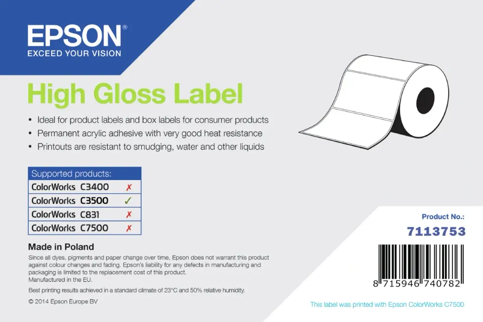 High Gloss Label, Die-Cut, 102mm x 51mm, 610 L