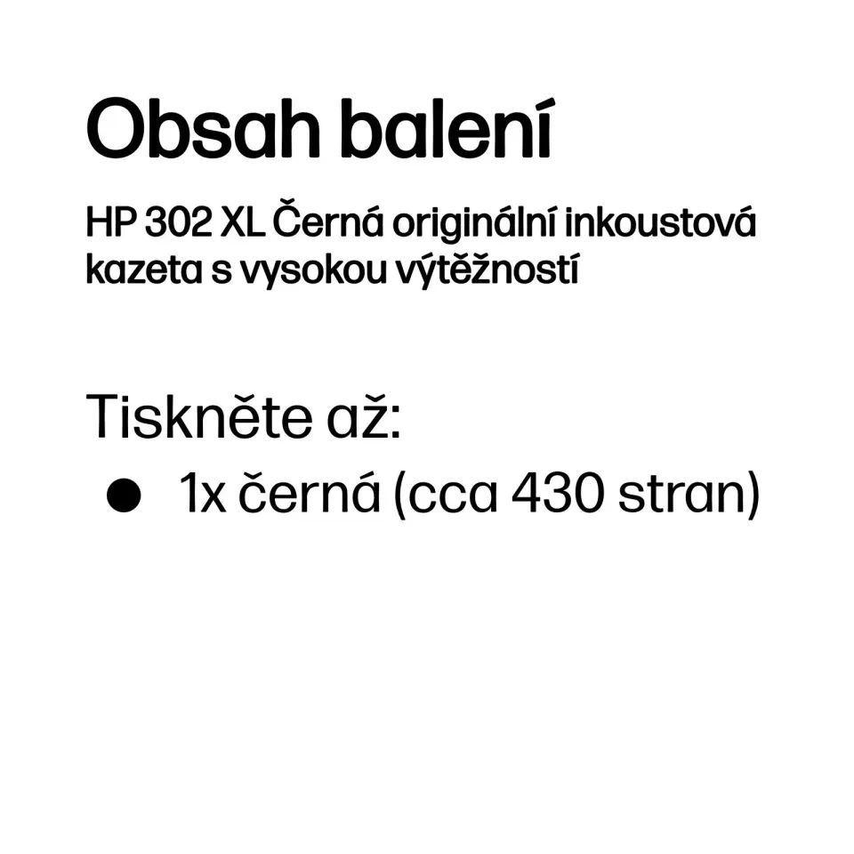 HP F6U68AE originální náplň černá č.302XL velká cca 430 stran (HP DeskJet 2130, 3639)