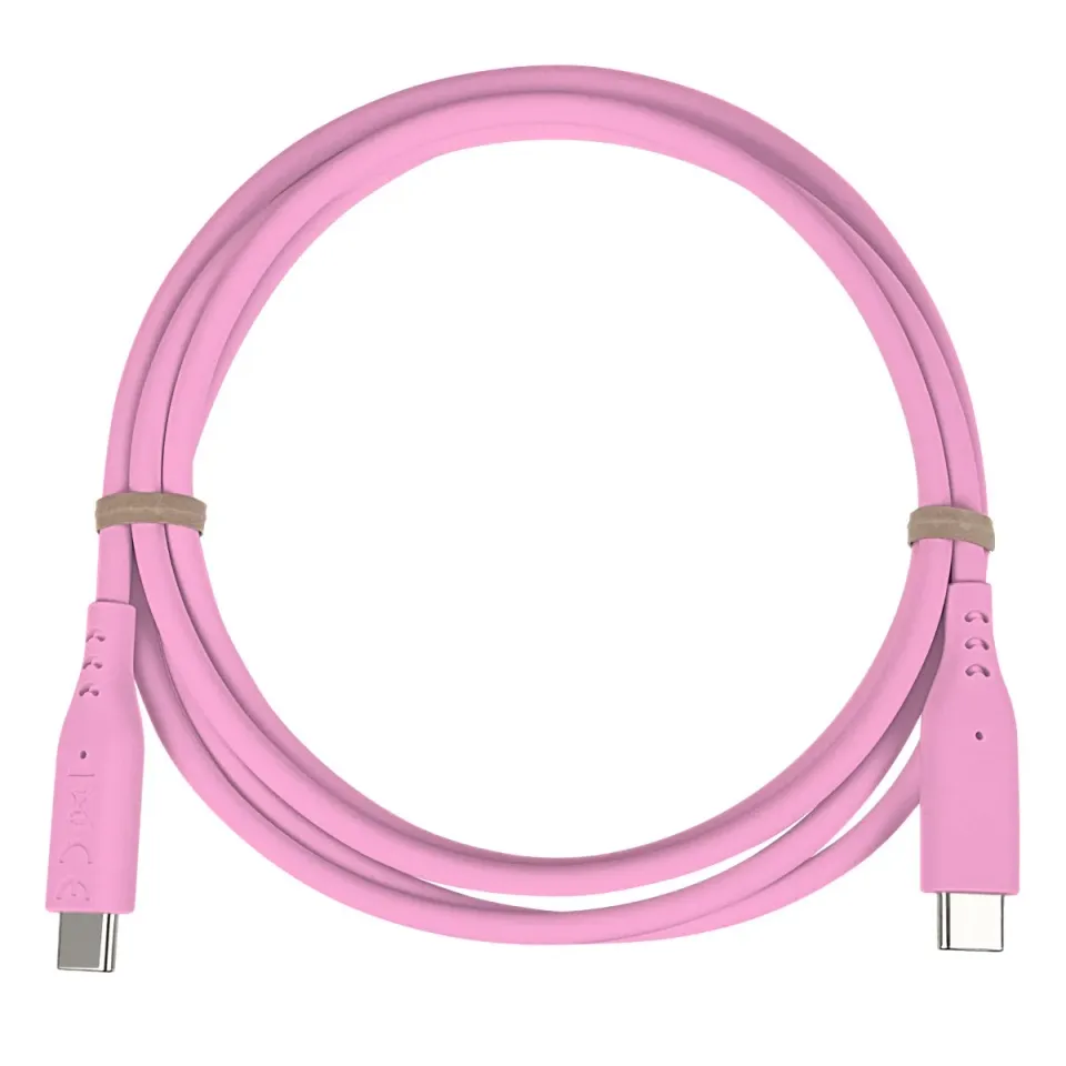 PremiumCord Silikonový kabel s konektory USB-C 60W 480Mbps růžový extra měkký 1,