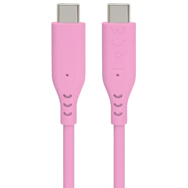 PremiumCord Silikonový kabel s konektory USB-C 60W 480Mbps růžový extra měkký 1,