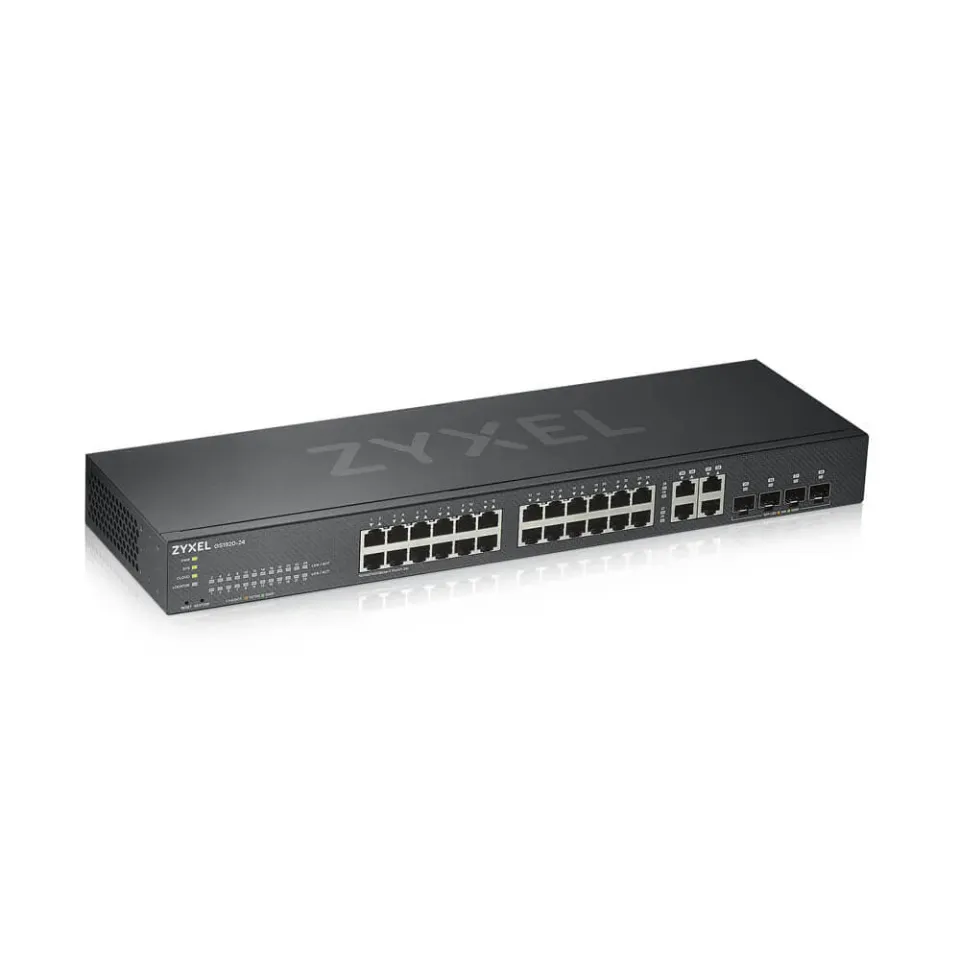 Zyxel GS1920-24V2 28-port Gigabit WebManaged Switch, 24x gigabit RJ45, 4x gigabit RJ45/SFP, fanless