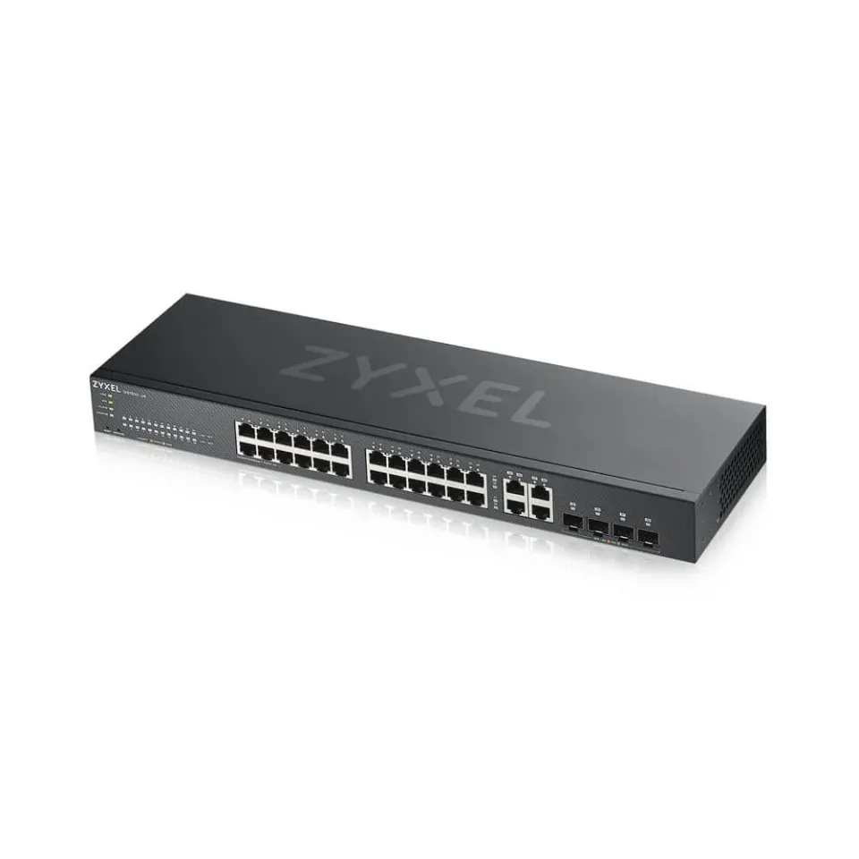 Zyxel GS1920-24V2 28-port Gigabit WebManaged Switch, 24x gigabit RJ45, 4x gigabit RJ45/SFP, fanless