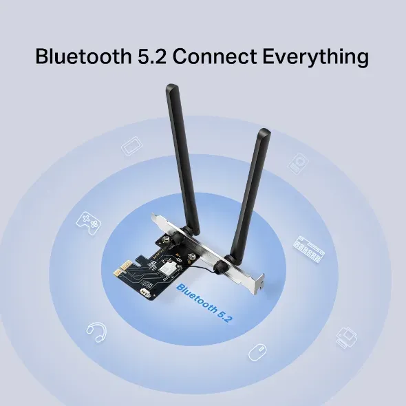 MERCUSYS MA86XE WiFi6E PCIe adapter (AXE5400,2,4GHz/5GHz/6GHz,Bluetooth5.3)