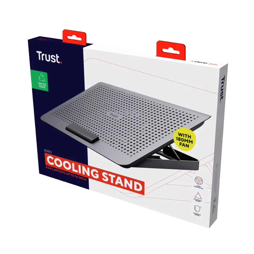 TRUST stojan na notebook Exto Laptop Cooling Stand Eco, šedá