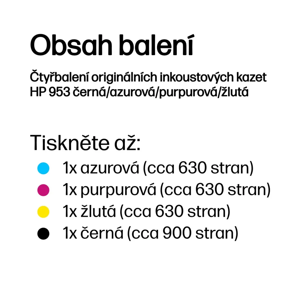 HP 6ZC69AE náplně č.953 CMYK (4pack = černá + CMY) (pro OfficeJet Pro 7720, 7740, 8210, 8710,8715, 8720,8725, 8730, 8740)