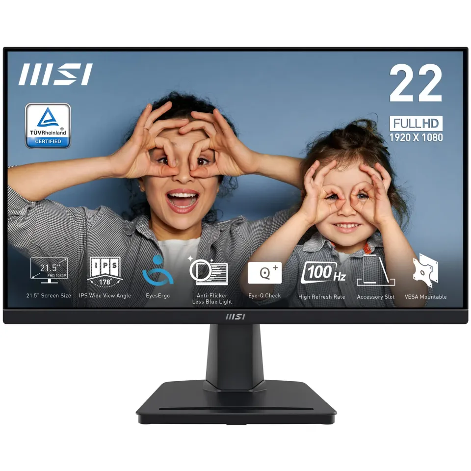 MSI monitor PRO MP225, 21,5" IPS/1920 x 1080 FHD/100Hz/1ms/HDMI/D-Sub