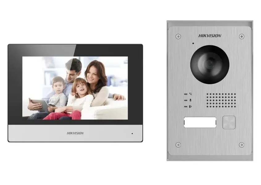 Hikvision DS-KIS703Y-P - Kit videotelefonu, 2-drát, bytový monitor + dveřní stanice + napájecí zdroj