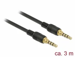 Delock Kabel Stereo Jack 3,5 mm 4 pin samec > samec 3 m černý