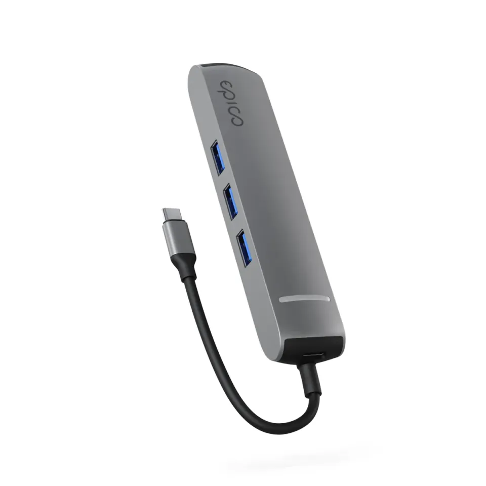 Epico 6v1 Slim Hub 8K s USB-C konektorem - šedá
