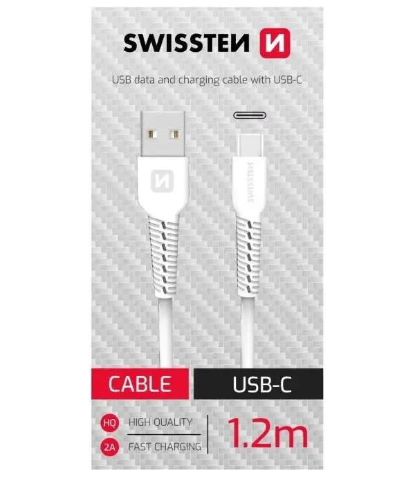 Swissten datový kabel usb/usb-c bílý 1,2m