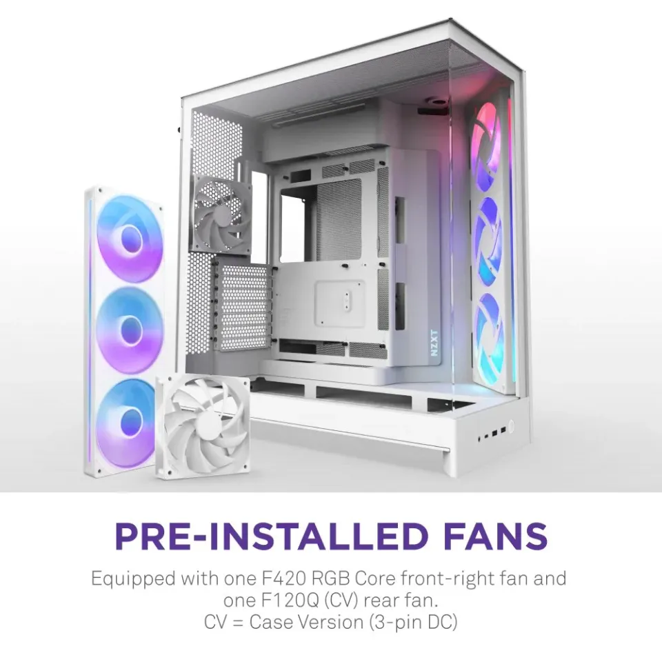 NZXT skříň H9 Flow RGB dvoukomorová ATX / 1x140 RGB mm / 1x 120mm RGB fan / prosklená / bílá