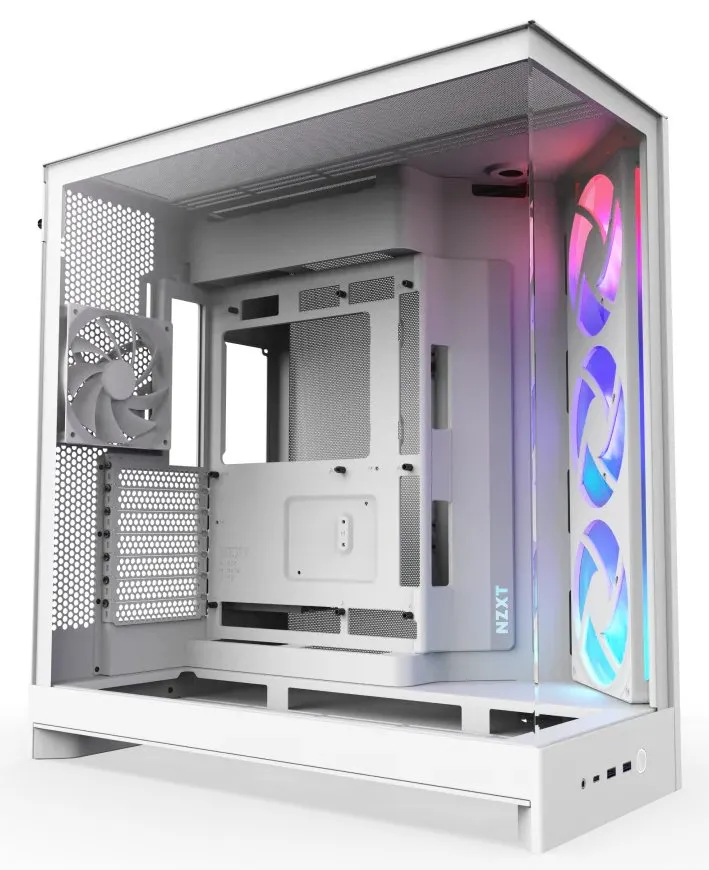 NZXT skříň H9 Flow RGB dvoukomorová ATX / 1x140 RGB mm / 1x 120mm RGB fan / prosklená / bílá
