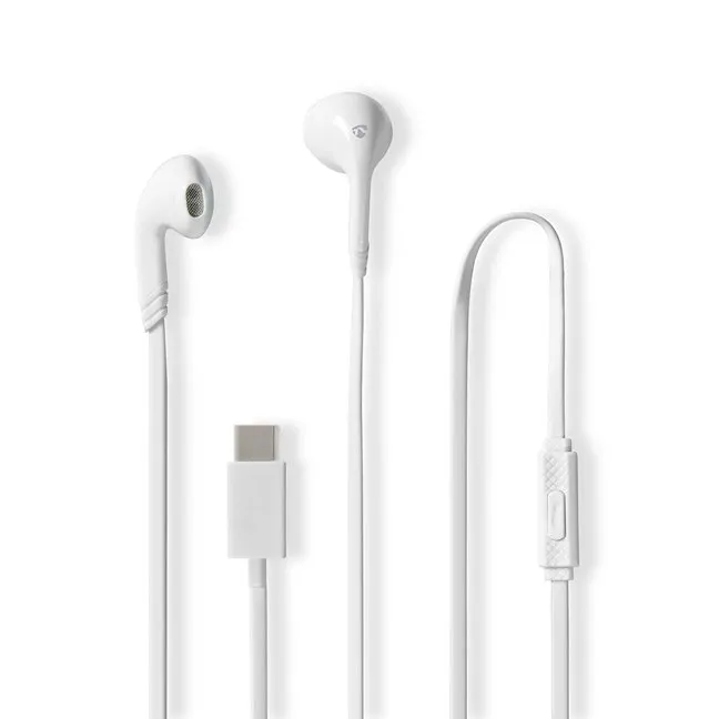Nedis HPWD4024WT- Kabelová Sluchátka | Do uší | USB-C | Délka kabelu: 1.2 m | m