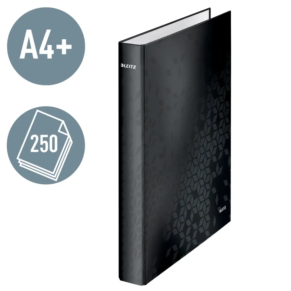 LEITZ Kroužkový pořadač WOW, A4+, 2DR/25mm, černá
