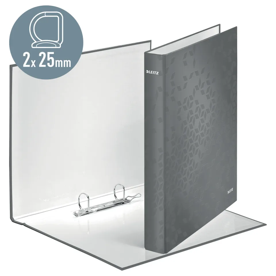 LEITZ Kroužkový pořadač WOW, A4+, 2DR/25mm, černá