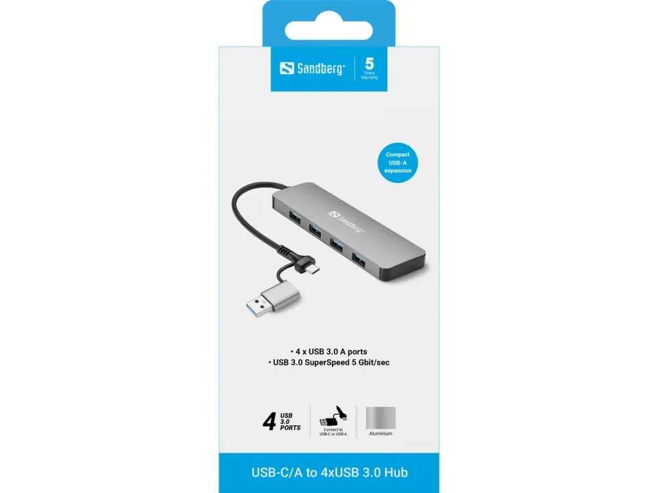 Sandberg USB-C/A to 4xUSB 3.0 Hub