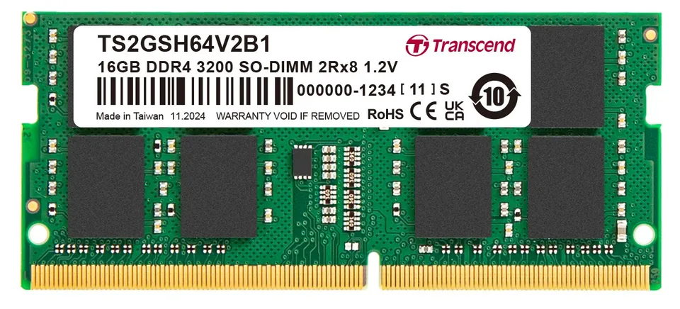 Transcend paměť 16GB Industrial SODIMM DDR4 3200 2Rx8 (1Gx8)x16 CL22 1.2V