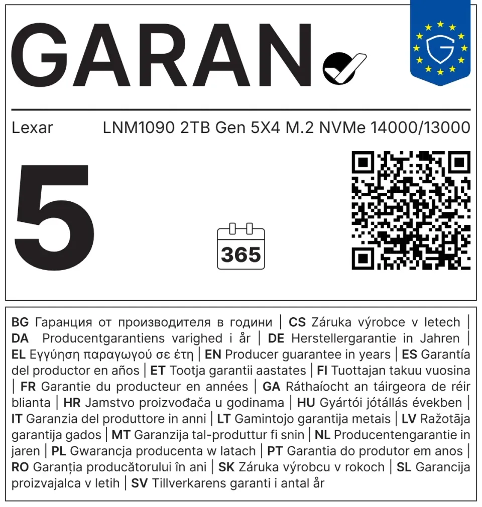 Lexar NM1090 PRO/2TB/SSD/M.2 NVMe/Zlatá/5R