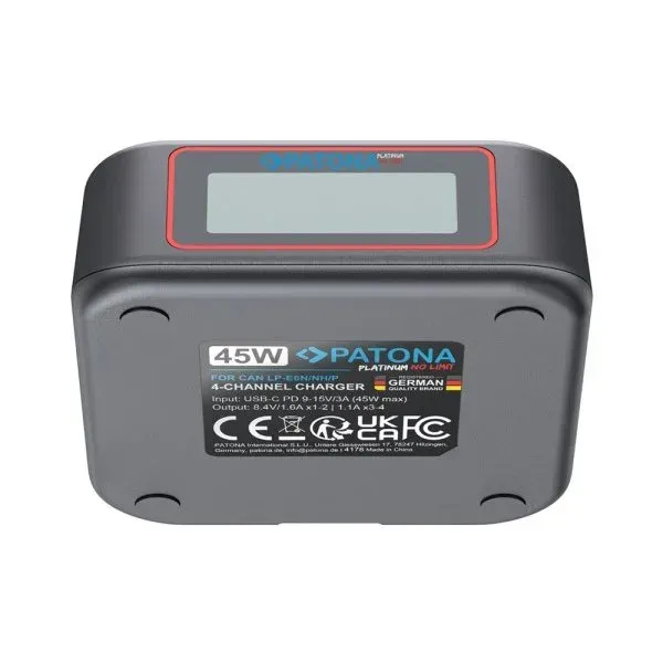 PATONA nabíječka 4-port pro Foto Canon LP-E6/LP-E6N/LP-E6P/LP-E6NH, Power delivery, USB-C